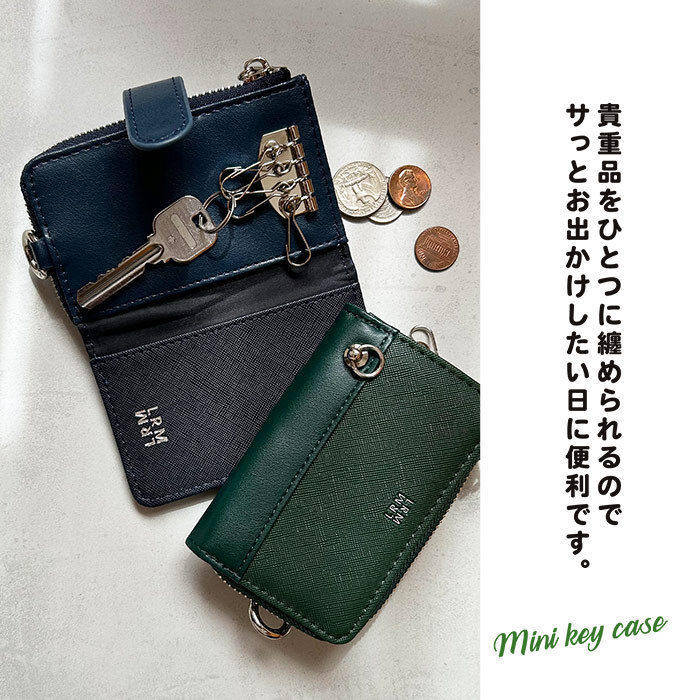 キーケース L.R.M NEO(ネオ) 角シボ合皮キーケース バイカラー ロゴ おしゃれ レディース プレゼント ギフト 贈り物 おすすめ 新作 合皮 女子高校生 女子中学生 社会人 普段遣い クリスマス 誕生日 鍵 フック キーカバー カード カードケース ポケット 小さめ 小さい
