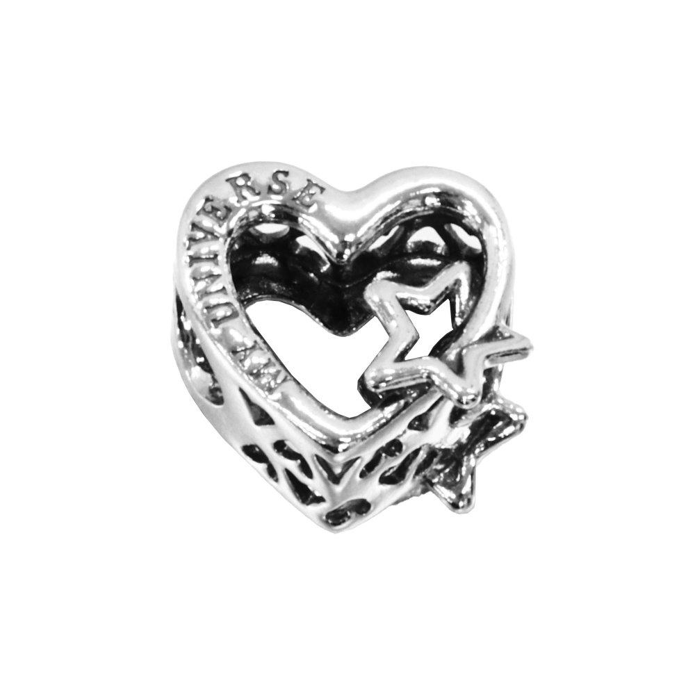 ボックス・ショッパー付 PANDORA(パンドラ) ★ Openwork Family Heart & Star Charm ★ オープンワーク ファミリーハート＆スター チャーム ★ ブレスレット カスタマイズ アクセサリー シンプル 日常使い 誕生日 記念日 母の日 プレゼント ギフト｜チャーム 単品