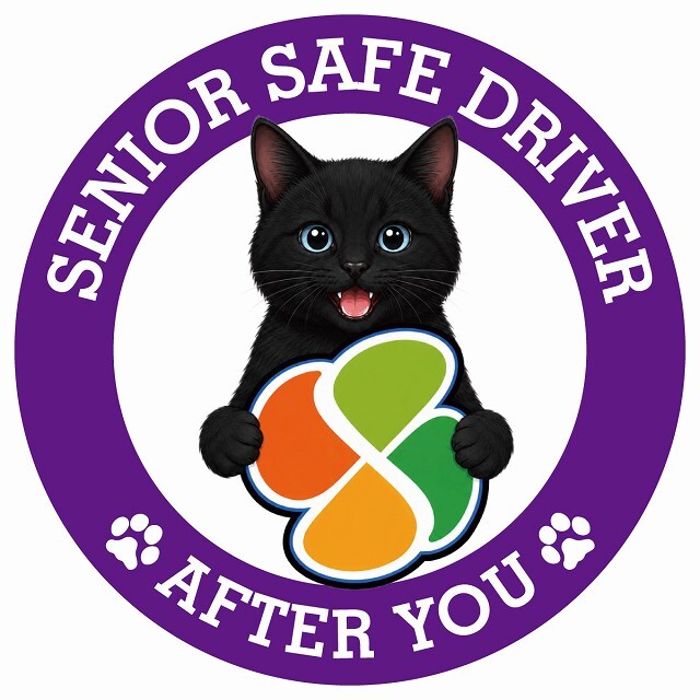 カーサイン 高齢者マーク SENIOR SAFE DRIVER 黒 ステッカー シール 直径13cm 肉球 日本製 車