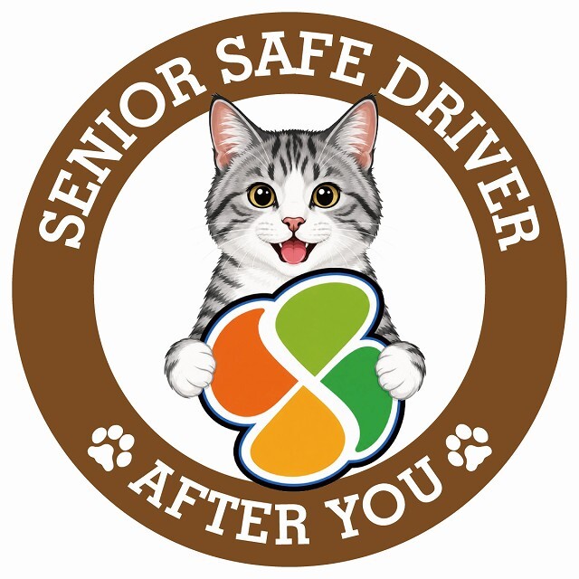 カーサイン 高齢者マーク SENIOR SAFE DRIVER サバ白 ステッカー シール 直径13cm 肉球 日本製 車