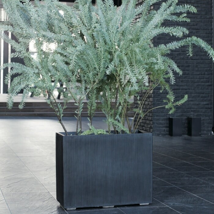 植木鉢 おしゃれ 大型 四角 ポリストーン パーティション L 幅90cm 高さ72cm FPR製 寒冷地対応 ブラック 黒 正方形 スクエア 鉢カバー 屋外室内 兼用 観葉植物用 サボテン 特大 ガーデニング ベランダ 玄関 インテリア プランター 深型