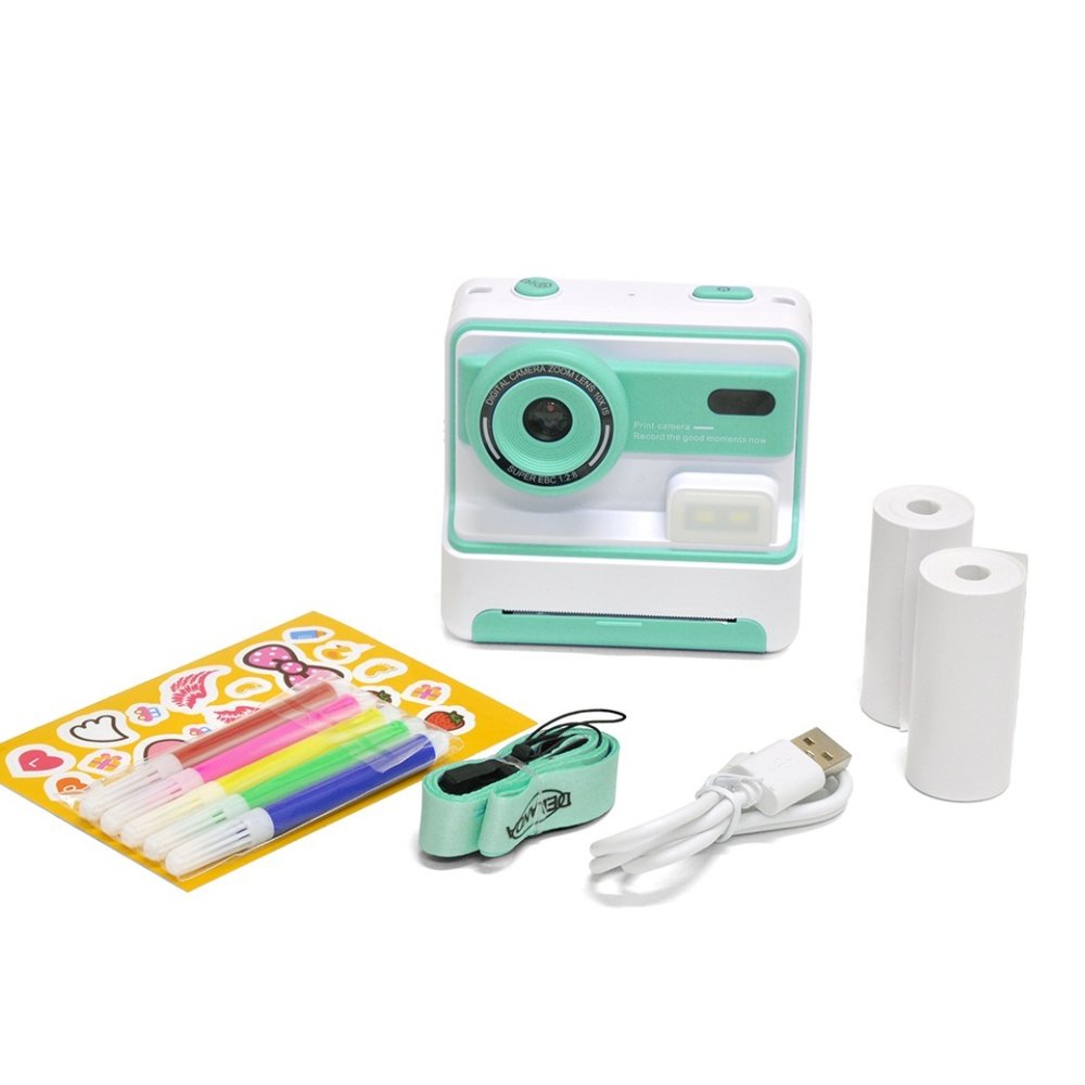 プリント機能付きキッズカメラ＆感熱紙3ロール プリントカメラ キッズカメラ USB充電  送料無料