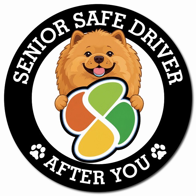 カーサイン 高齢者マーク SENIOR SAFE DRIVER チャウチャウ マグネット 強力 直径13cm 肉球 日本製 車 ステッカー