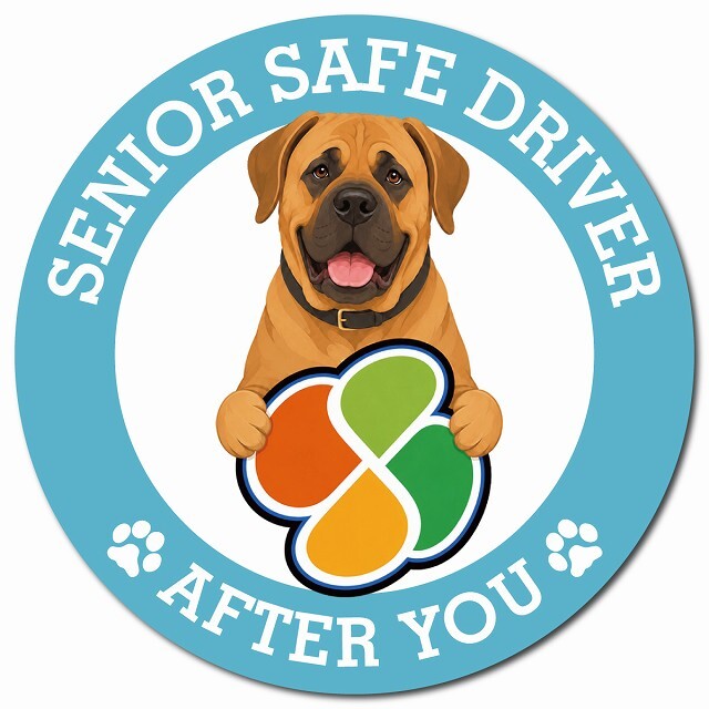 カーサイン 高齢者マーク SENIOR SAFE DRIVER 土佐犬 マグネット 強力 直径13cm 肉球 日本製 車 ステッカー