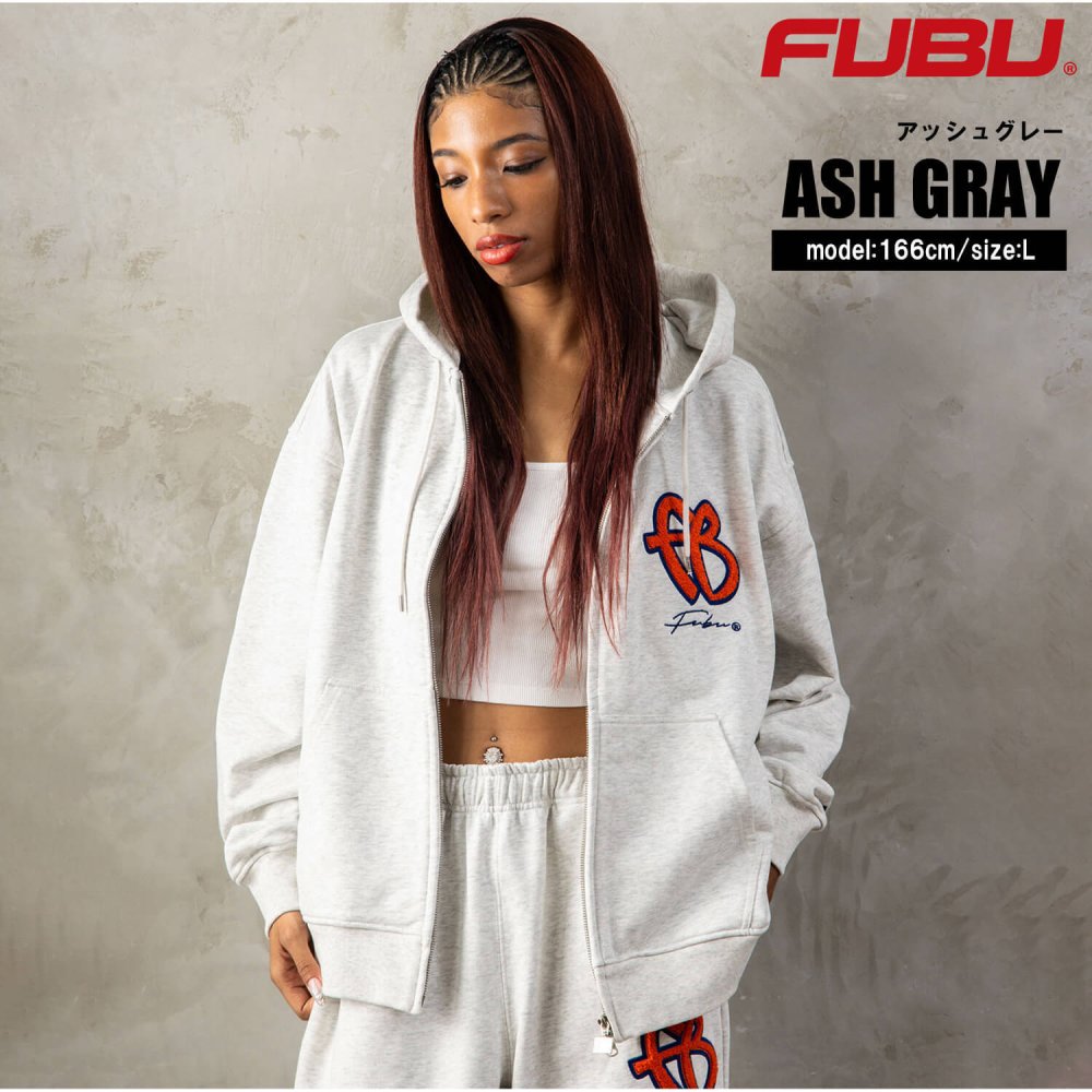 FUBU フブ パーカー メンズ レディース fam-62705 OGロゴ ジップ フーディー フルジップ ジップアップ スウェット サガラ刺繍 ワッペン ビッグシルエット ストリート ヒップホップ ダンス カジュアル トップス M L XL XXL 2026FW Karlas