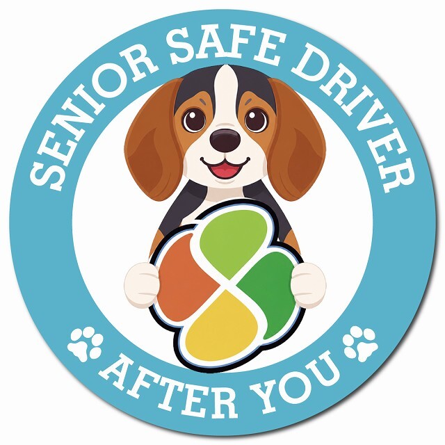 カーサイン 高齢者マーク SENIOR SAFE DRIVER ビーグル マグネット 強力 直径13cm 肉球 日本製 車 ステッカー