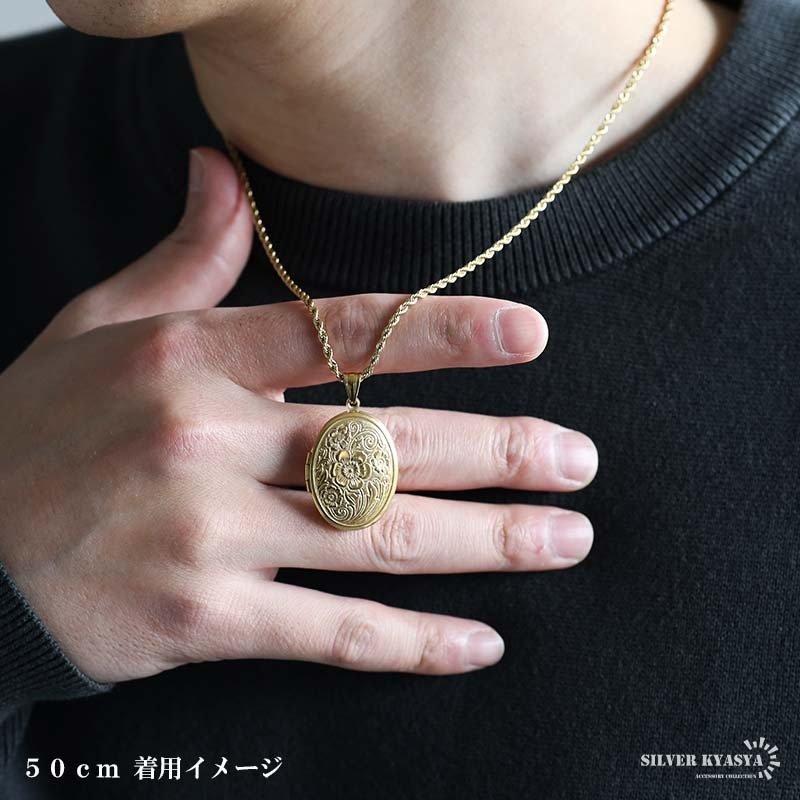 ステンレス ロケットペンダントネックレス フラワーネックレス ハワイアンネックレス ロープチェーン 50cm 60cm ゴールドネックレス 18KGP 開閉可能 写真入れ 大きめ 花 男女兼用 金属アレルギー対応