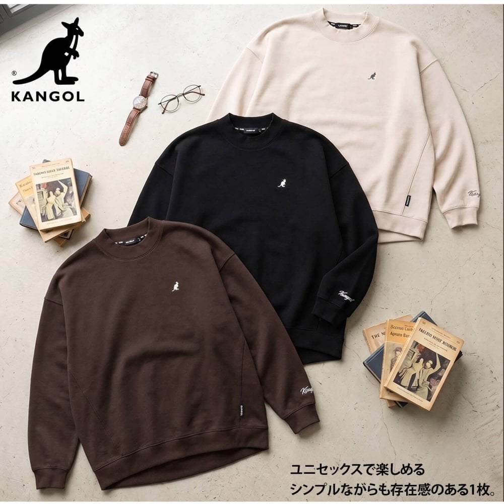 KANGOL カンゴール スウェット トレーナー メンズ レディース kpmc-10374 裏起毛 モックネック プルオーバー ハイネック 袖刺繍 ロゴ カンガルー ビッグシルエット ストリート ヒップホップ ダンス カジュアル M L XL 2026FW Karlas 別注