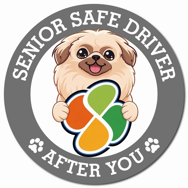 カーサイン 高齢者マーク SENIOR SAFE DRIVER ペキニーズ マグネット 強力 直径13cm 肉球 日本製 車 ステッカー