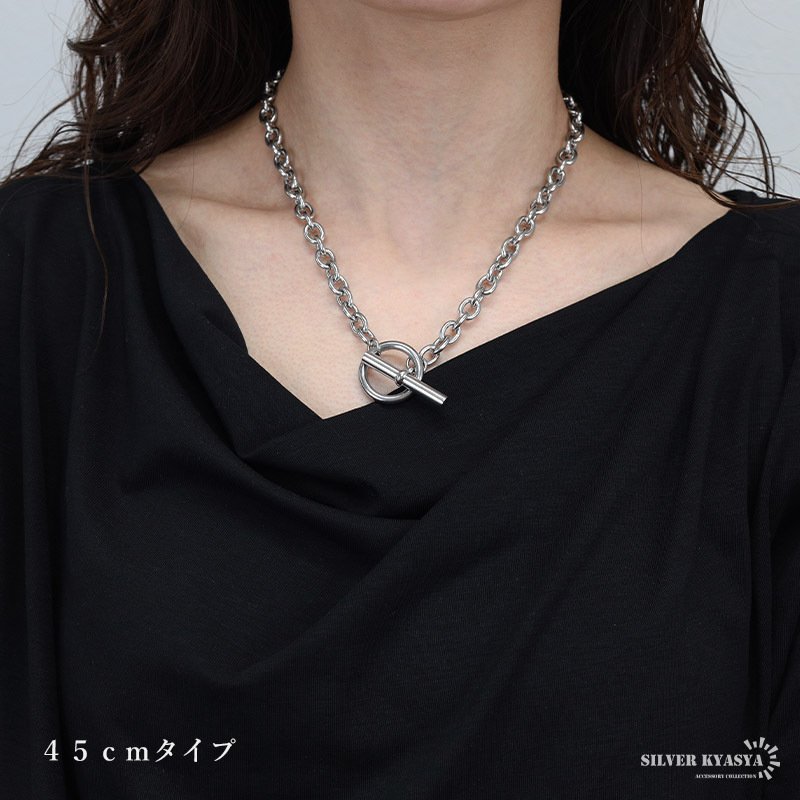 ステンレス マンテルネックレス チェーンネックレス シルバー 4サイズ シンプル 存在感 メタル お洒落 レディース 女性 金属アレルギー対応