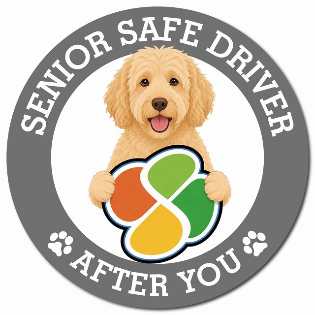 カーサイン 高齢者マーク SENIOR SAFE DRIVER ラブラドゥードル マグネット 強力 直径13cm 肉球 日本製 車 ステッカー