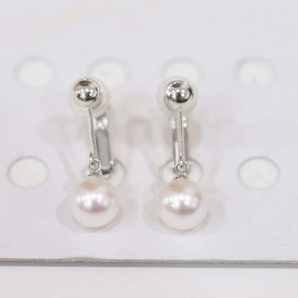 ［pearl594］6mm - 6.5mm ピアス あこや真珠 熊本 天草 本真珠 シンプル イヤリング ブラタイプ