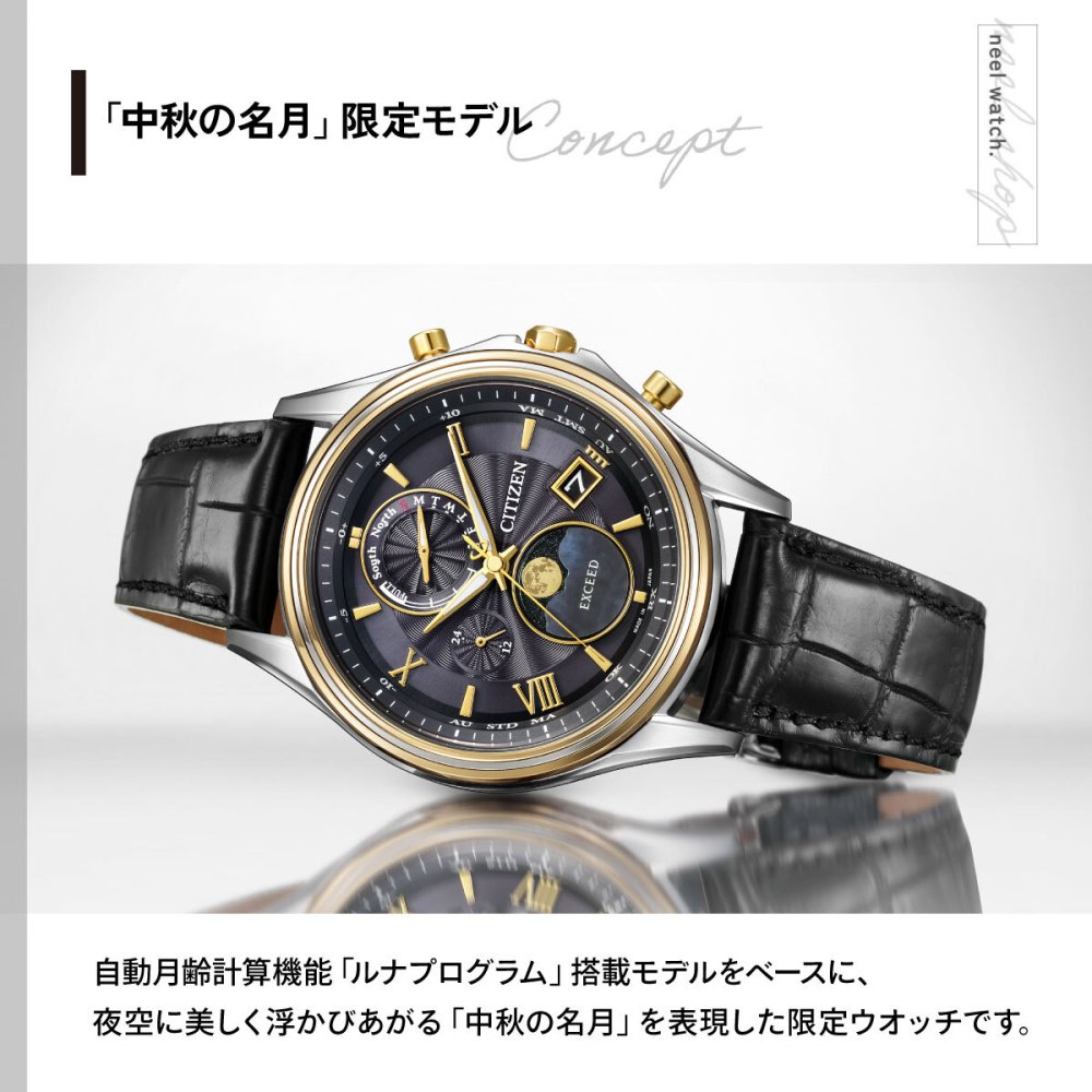 シチズン エクシード CITIZEN EXCEED エコドライブ 電波時計 「中秋の名月」 限定 腕時計 メンズ ダイレクトフライト ムーンフェイズ BY1025-17E【2026 新作】