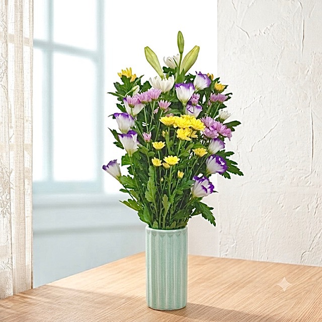 【花 お供え】【送料無料】生花　お供え花束＜和花A＞ 法要 御仏前 ご希望の色合い イメージで 花屋さんの手作り 画像配信 メッセージカードOK 北海道・沖縄・九州・四国・中国・離島への配送は不可
