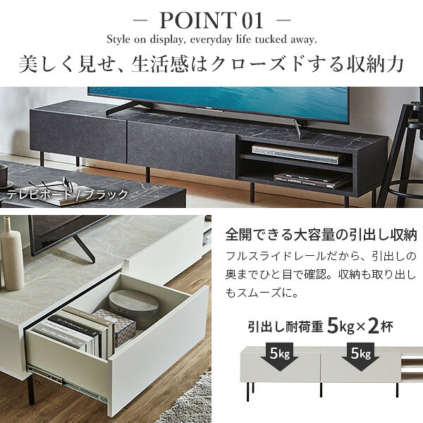 テレビ台VI 幅180cm ローボード テレビボード 国産 日本製 セミ完成品 リビングボード テレビラック リビング収納 大容量 引出し TV台 AVボード TVボード おしゃれ シンプル ヴィンテージ ブラック ホワイト