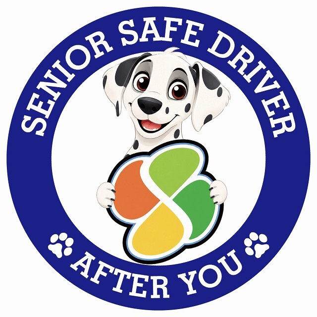 カーサイン 高齢者マーク SENIOR SAFE DRIVER ダルメシアン ステッカー シール 直径13cm 肉球 日本製 車