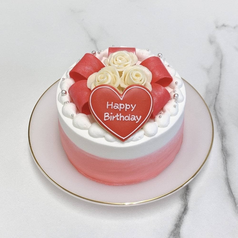 【選べる10色】キラキラリボンと白薔薇センイルケーキ【薔薇】【記念日に】4号5号
