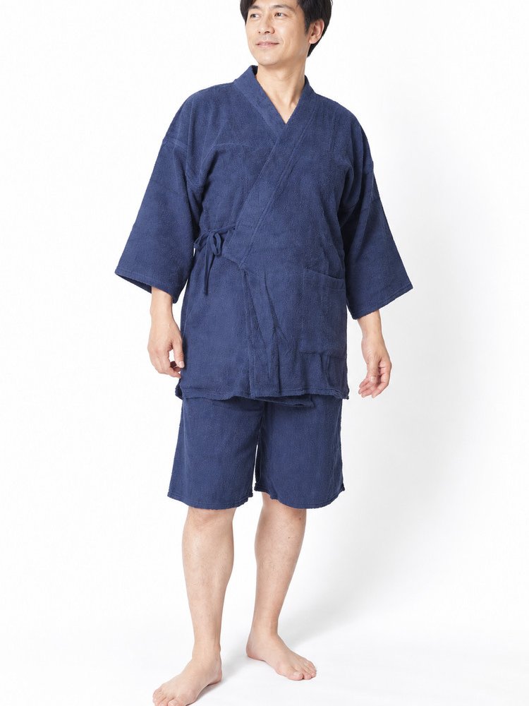 甚平 パジャマ パイル生地　M/L WA-5 ユニセックス メンズ レディース ガウン 岩盤浴 サウナウエア リラックスエア 部屋着 ペア 父の日 母の日 敬老の日 プレゼント