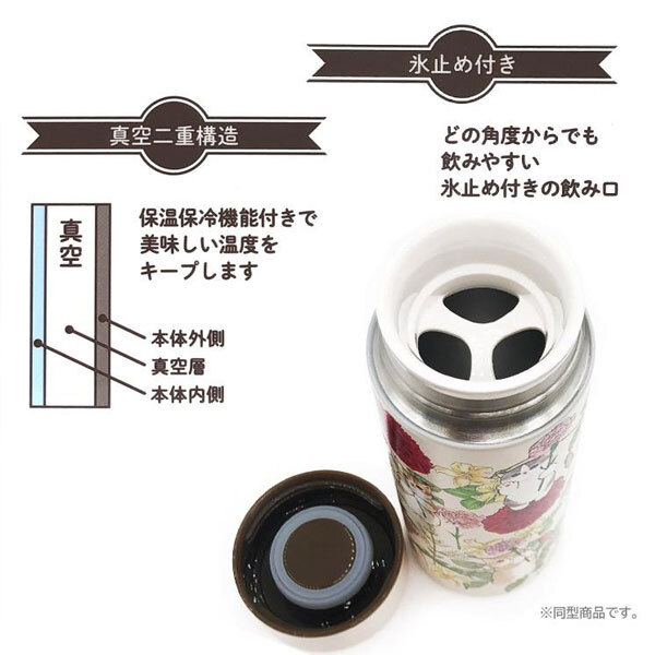 mofusand×日比谷花壇 ステンレスボトル 300ml 保温 保冷 モフサンド 水筒 定形外 送料無料 53-5001 53-5002 53-5003 猫 サメにゃん カーネーション スプリング 軽量 コンパクト かわいい 花柄 おしゃれ 通勤 通学 プレゼント ギフト スプリング