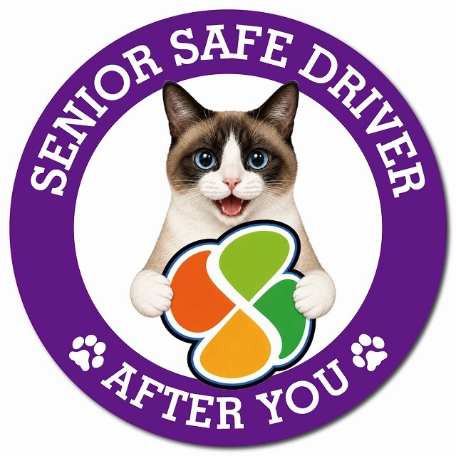 カーサイン 高齢者マーク SENIOR SAFE DRIVER スノーシュー マグネット 強力 直径13cm 肉球 日本製 車 ステッカー