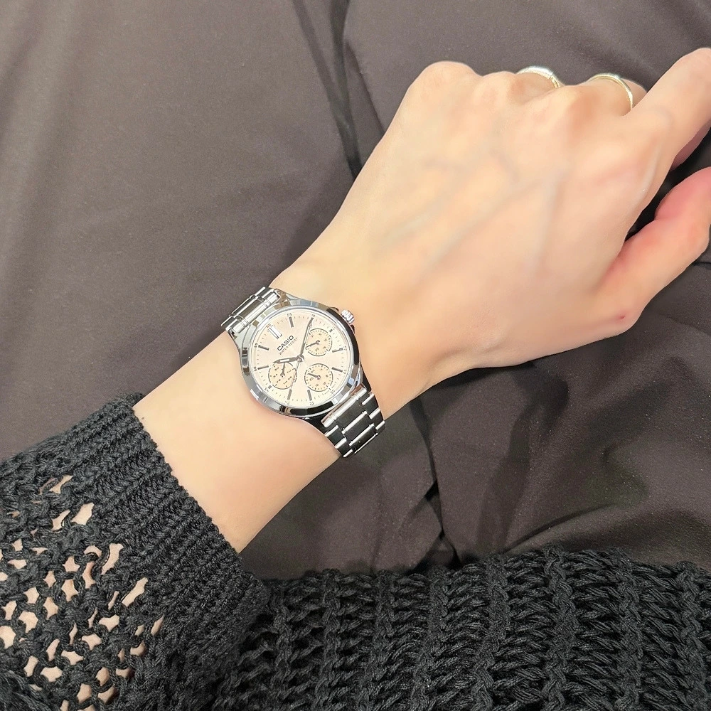 箱なし カシオ 腕時計 レディース CASIO ピンク シルバー マルチダイヤル 曜日 日付 カレンダー 24時間表示 小さめ メタル 海外モデル 逆輸入 シンプル 上品 仕事 通勤 誕生日 プレゼント ギフト 成人 卒業 入学