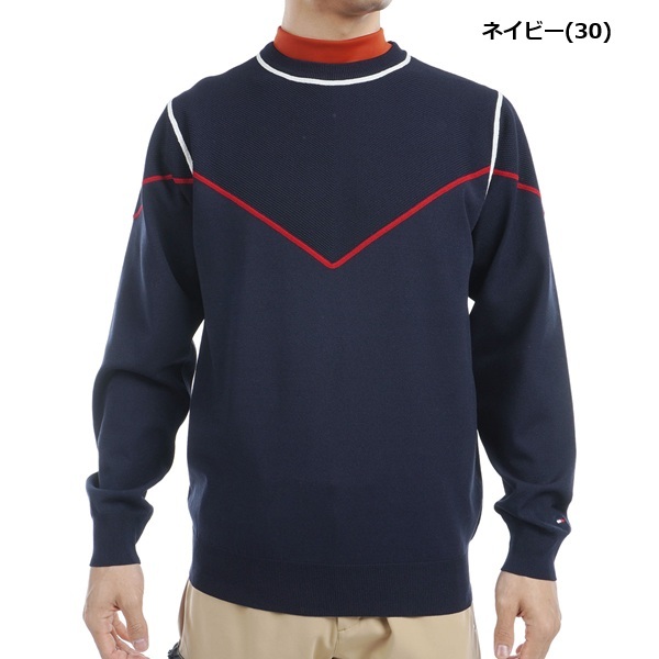 トミーヒルフィガー ゴルフ メンズ トリコロールライン クルーネックセーター TOMMY HILFIGER GOLF THMA458 秋冬モデル お誕生日祝い お祝い 記念品 お父さん 父の日 彼氏 男性 30代 40代 50代 60代  還暦祝い 敬老の日 人気プレゼント プレゼント