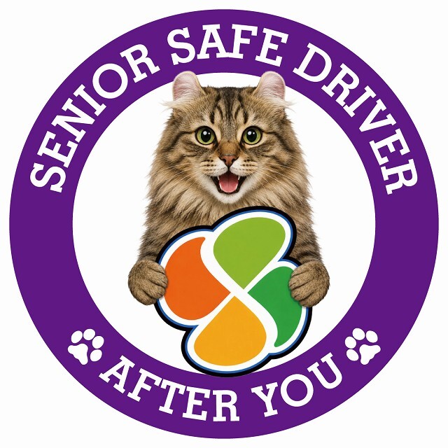 カーサイン 高齢者マーク SENIOR SAFE DRIVER アメリカンカール ステッカー シール 直径13cm 肉球 日本製 車