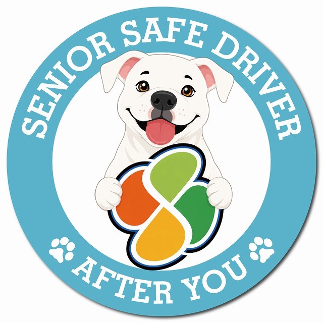 カーサイン 高齢者マーク SENIOR SAFE DRIVER ピットブル マグネット 強力 直径13cm 肉球 日本製 車 ステッカー