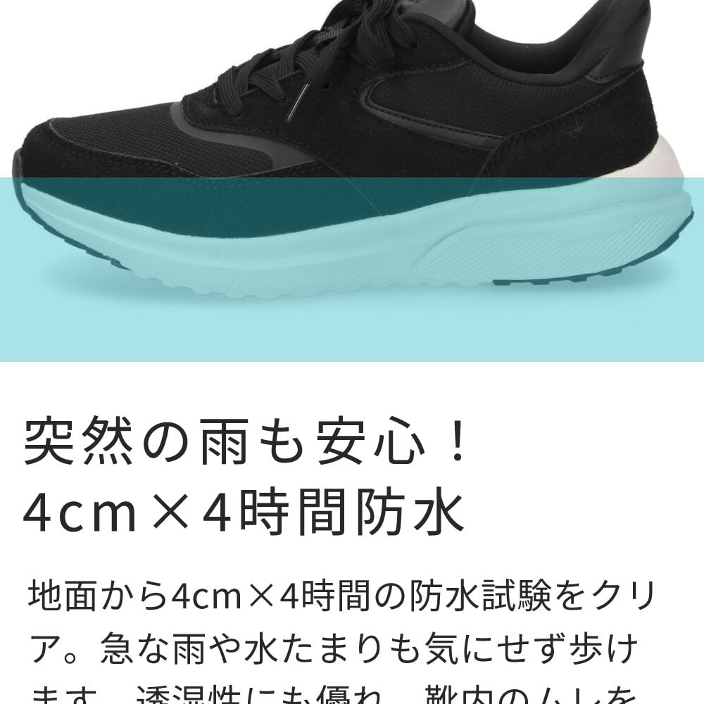 スニーカー レディース ハンズフリー 防水 手を使わずに履ける 靴 スリッポン 軽量 楽すぽっ Parade 51716 黒 ブラック ワイン