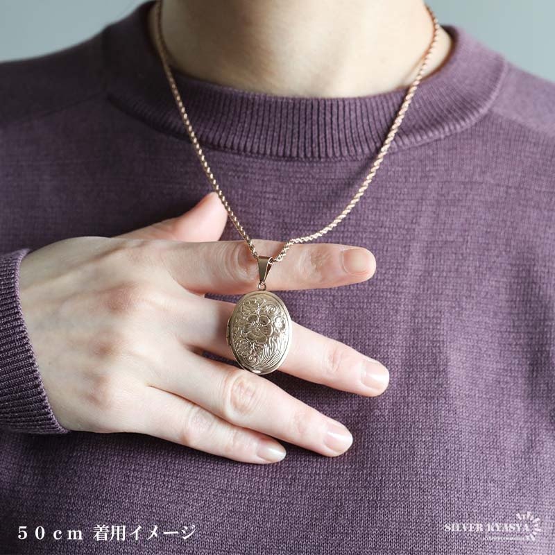 ステンレス ロケットネックレス ロケットペンダント フラワーネックレス 写真 記念 思い出 ハワイアンネックレス ロープチェーン 50cm 60cm ピンク 花 ツイストチェーン 男女兼用 金属アレルギー対応