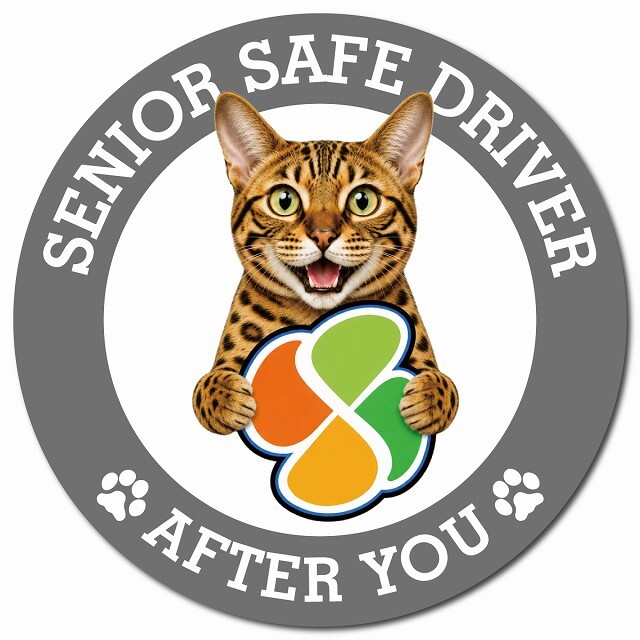 カーサイン 高齢者マーク SENIOR SAFE DRIVER ベンガル マグネット 強力 直径13cm 肉球 日本製 車 ステッカー