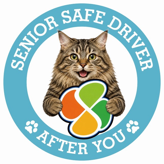 カーサイン 高齢者マーク SENIOR SAFE DRIVER クリリアンボブテイル ステッカー シール 直径13cm 肉球 日本製 車