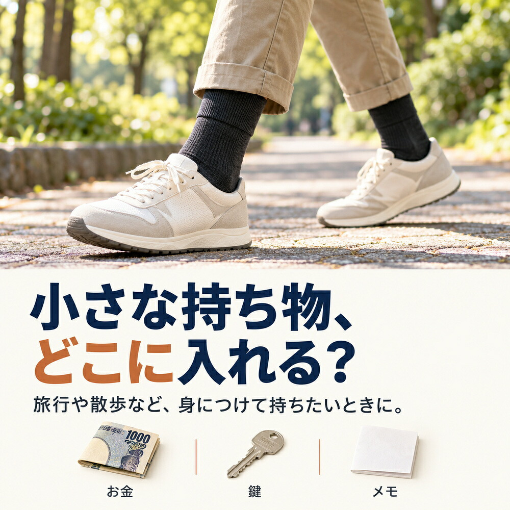 ポケットインソックス / 靴下 ソックス 隠しポケット付き セキュリティソックス 貴重品収納 防犯対策 旅行 海外旅行 現金 鍵 小物収納 二重構造 クラビオン キチンキトサン /見た目は普通の靴下なのに現金や鍵をこっそり収納できる