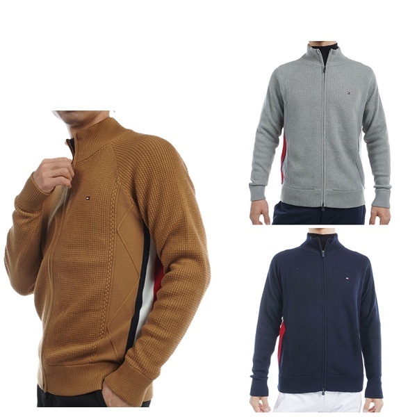 トミーヒルフィガー ゴルフ メンズ ケーブル フルジップ セーター TOMMY HILFIGER GOLF THMA479 秋冬モデル お誕生日祝い お祝い 記念品 お父さん 父の日 彼氏 男性 30代 40代 50代 60代  還暦祝い 敬老の日 人気プレゼント プレゼント