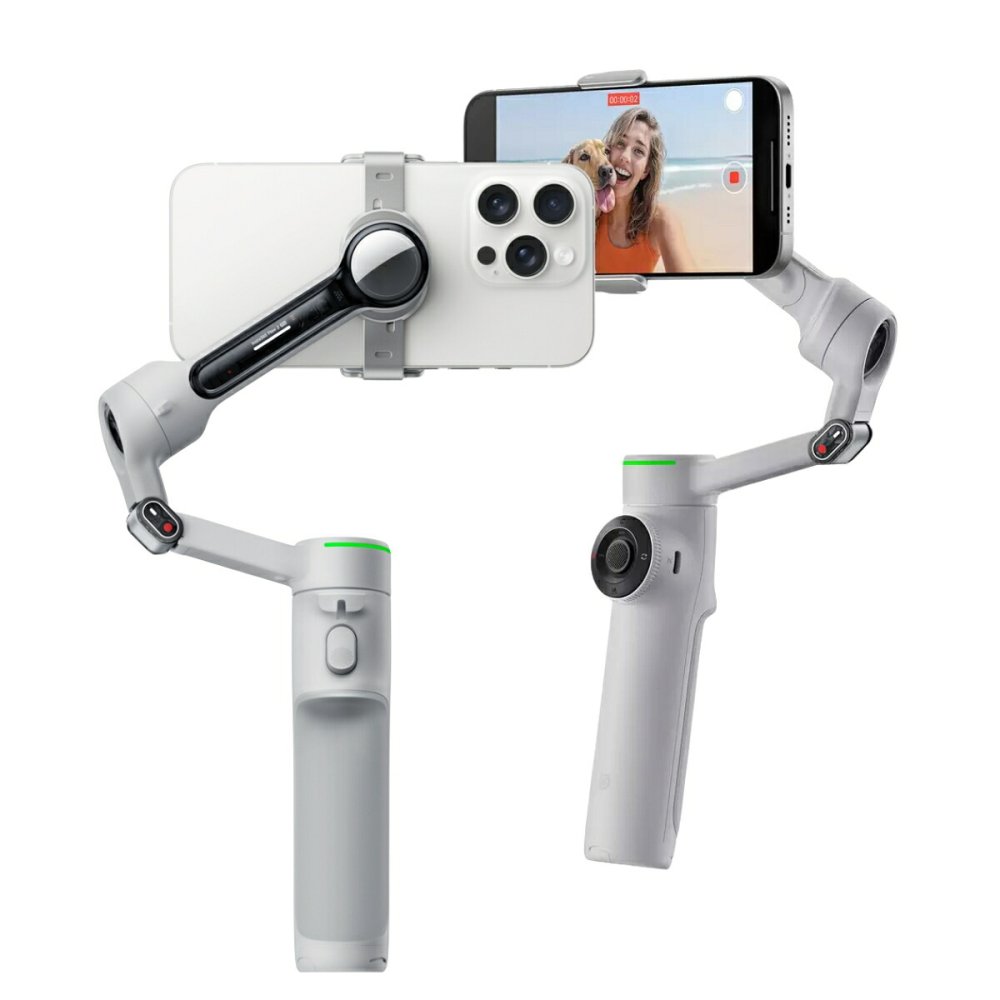 Insta360 Flow 2 Pro クリエイターキット カラー2色 CINSABQB AI手ブレ補正 ジンバル Apple DockKit対応 Androidアプリ 360°無限パン折りたたみ式　3軸手ブレ補正　AIトラッキング 自撮りミラー搭載 撮影アクセサリーセット #72605