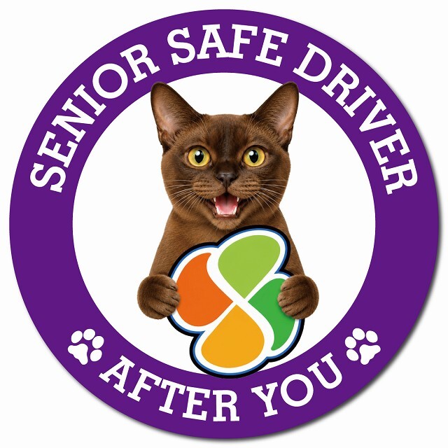 カーサイン 高齢者マーク SENIOR SAFE DRIVER バーミーズ マグネット 強力 直径13cm 肉球 日本製 車 ステッカー