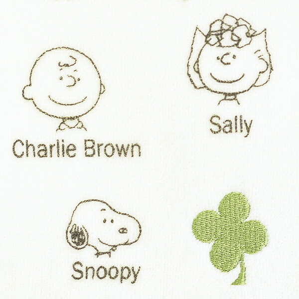 スヌーピー イニシャルミニタオル (クローバー) アイボリー ハンカチ SNOOPY