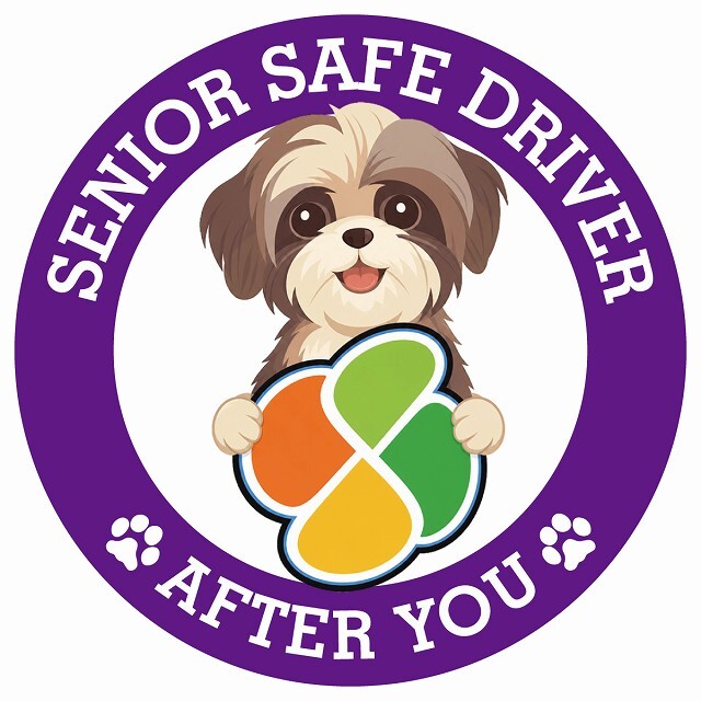 カーサイン 高齢者マーク SENIOR SAFE DRIVER シーズー ステッカー シール 直径13cm 肉球 日本製 車