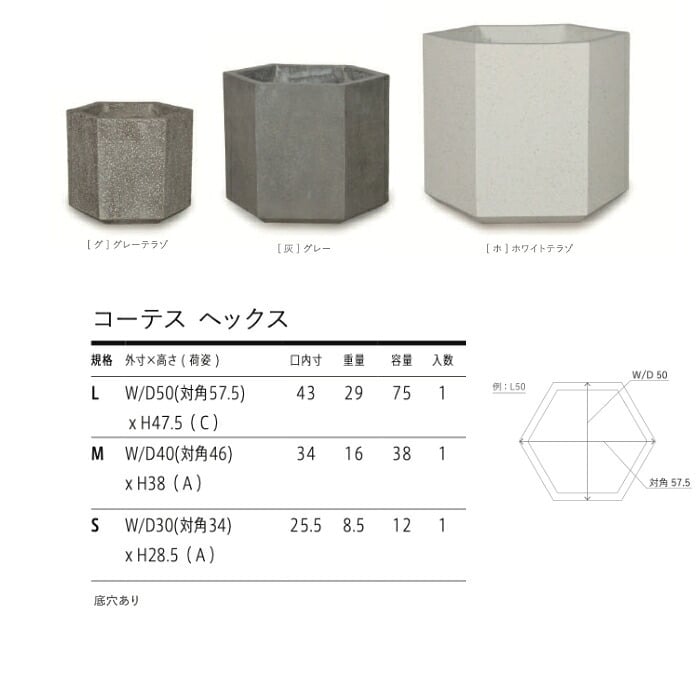 植木鉢 おしゃれ 大型 17号 13号 10号 L M S サイズ 鉢カバー KONTON コントン コーテス ヘックス 多面体 六角形 四角 ファイバーセメント セメント 屋外 室内 高級 北欧 モダン ナチュラル 観葉植物用 シンボルツリー サボテン 多肉植物 特大 玄関 プランター ホワイト