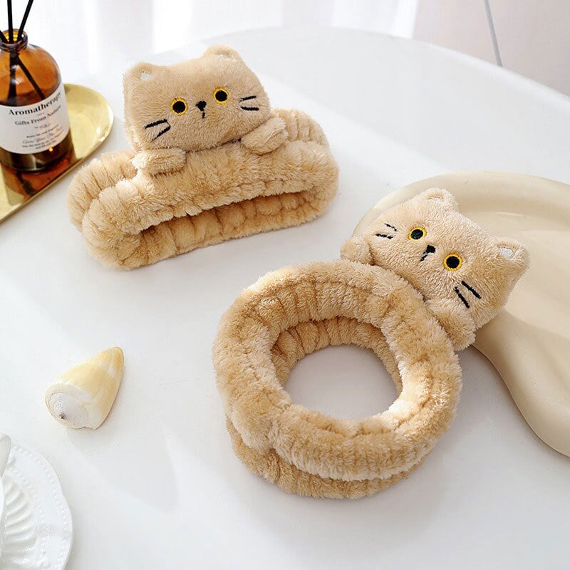 ヘアバンド 猫付き 洗顔  ターバン 吸水 ふわふわ かわいい  ヘアーバンド タオル地 風呂 汗止め タオル お風呂上り バスグッズ 化粧 おしゃれ 髪用 吸水ヘアバンド ヘアドライ 速乾 大人 プレゼント ギフト マスコット ぬいぐるみ