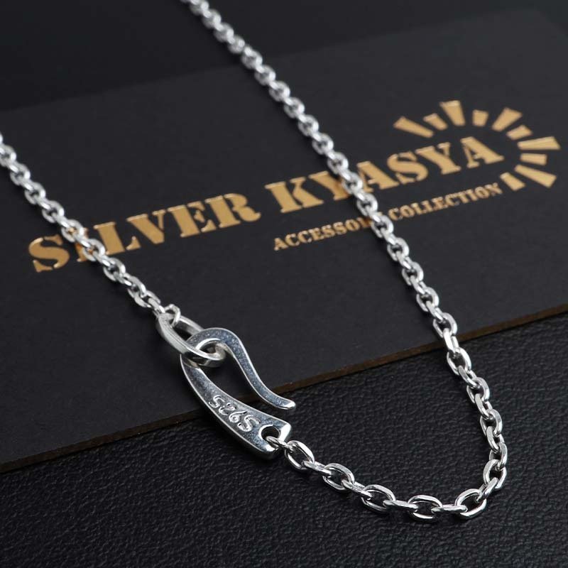 シルバー925 あずきチェーン シルバーチェーン 純銀 ネックレスチェーン 45cm 50cm 60cm フック 外れにくい 4面カット 小豆チェーン アズキ