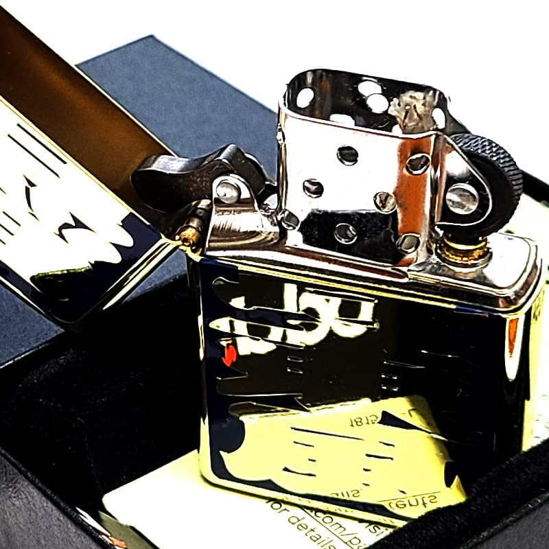 ZIPPO 馬耳東風 和柄 ジッポ ライター 漢字 ユーモア 四字熟語 ゴールド 彫刻 色差し ネイビー おしゃれ ギフト メンズ 紺 エッチング かっこいい 金 プレゼント