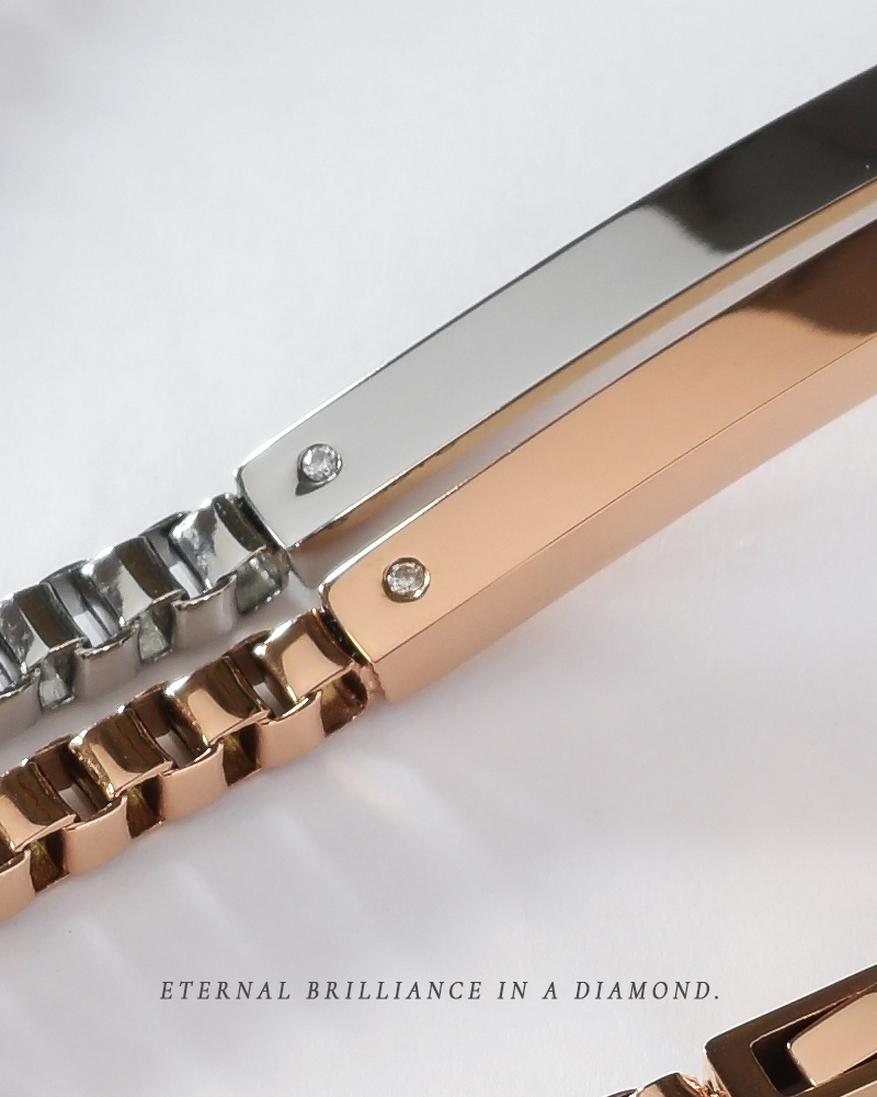 ペアブレスレット つけっぱなし 刻印 ステンレス 金属アレルギー ブランド 大人 ダイヤモンド シンプル IDプレート ボックスチェーン 金アレ サージカルステンレス 2本セット クリスマス 誕生日 記念日 プレゼント テラグラティア Terra-gratia PairBracelet【lstb015pair】