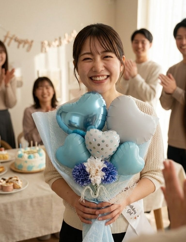 選べるカラーハートのバルーンブーケ お誕生日 発表会 卒園卒業 推し活ギフト 成人式 大人可愛いニュアンスカラーバルーン