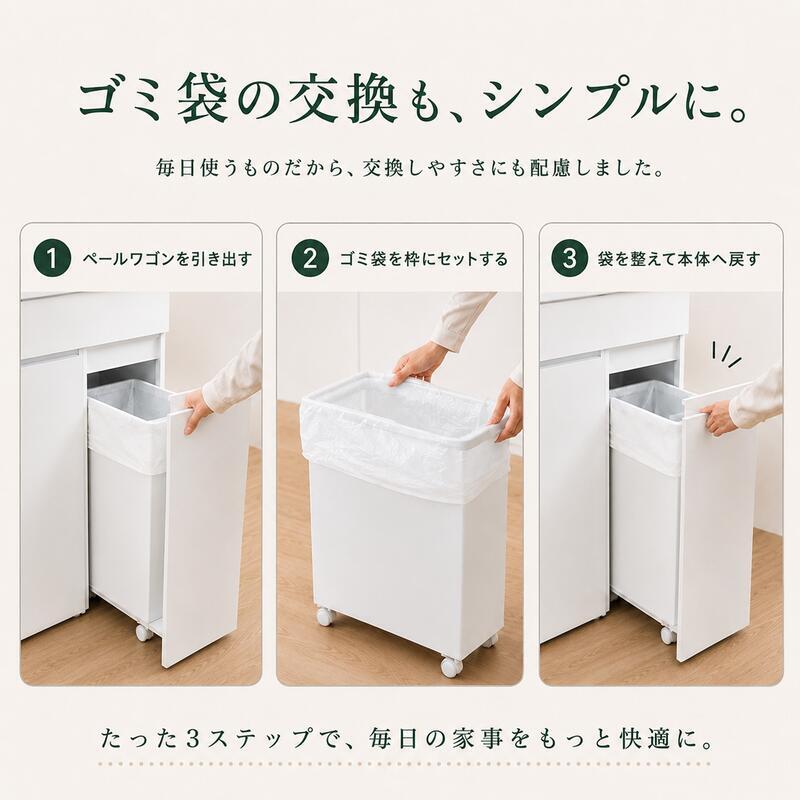 キッチンカウンター ゴミ箱収納 隠せる 幅56・75cm 45L対応 2分別 3分別 ダストボックス収納 レンジ台 作業台 キャスター付き