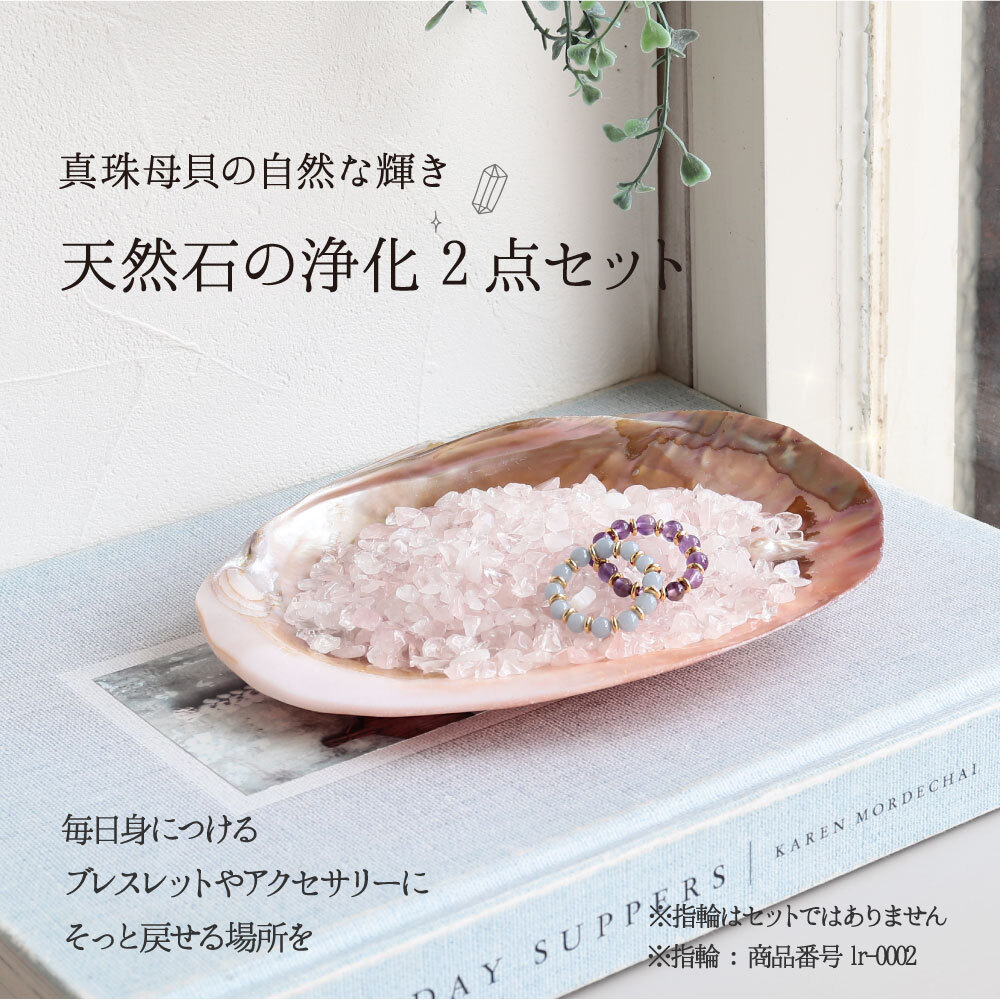 パワーストーン 簡単 浄化セット 入れ 置き皿 浄化皿 パールシェル 選べる6種のさざれ イケチョウ貝 器 浄化 グッズ 2点セット ブレスレット ピアス ネックレス の浄化用 天然水晶 空間浄化セット 玄関用 部屋用 置物 厄払い 女性 男性 厄年 プレゼント