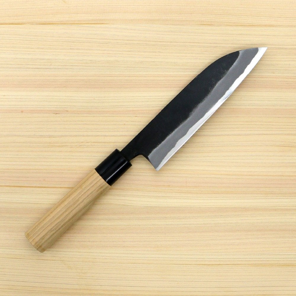徳蔵　三徳黒打ち包丁　150mm 両刃 白鋼 桜 日本製 徳蔵刃物 【TOKUZO KNIVES】 JAPAN Kitchen Knives 包丁 ほうちょう ホウチョウ 切れ味 家庭用 万能 両刃 黒打ち プレゼント ギフト 贈り物 一生モノ