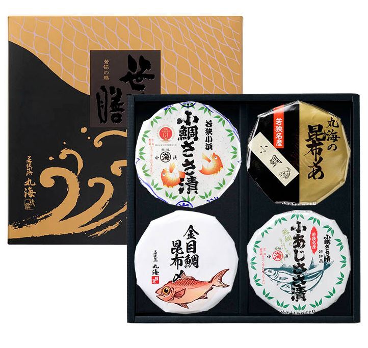 笹漬膳 4ヶ入(小鯛ささ漬 金目鯛昆布〆め 小鯛昆布〆め 小あじささ漬)｜福井県小浜市より直送　お魚料理　海産物　ギフト　父の日　お中元　お盆の手土産　送料無料