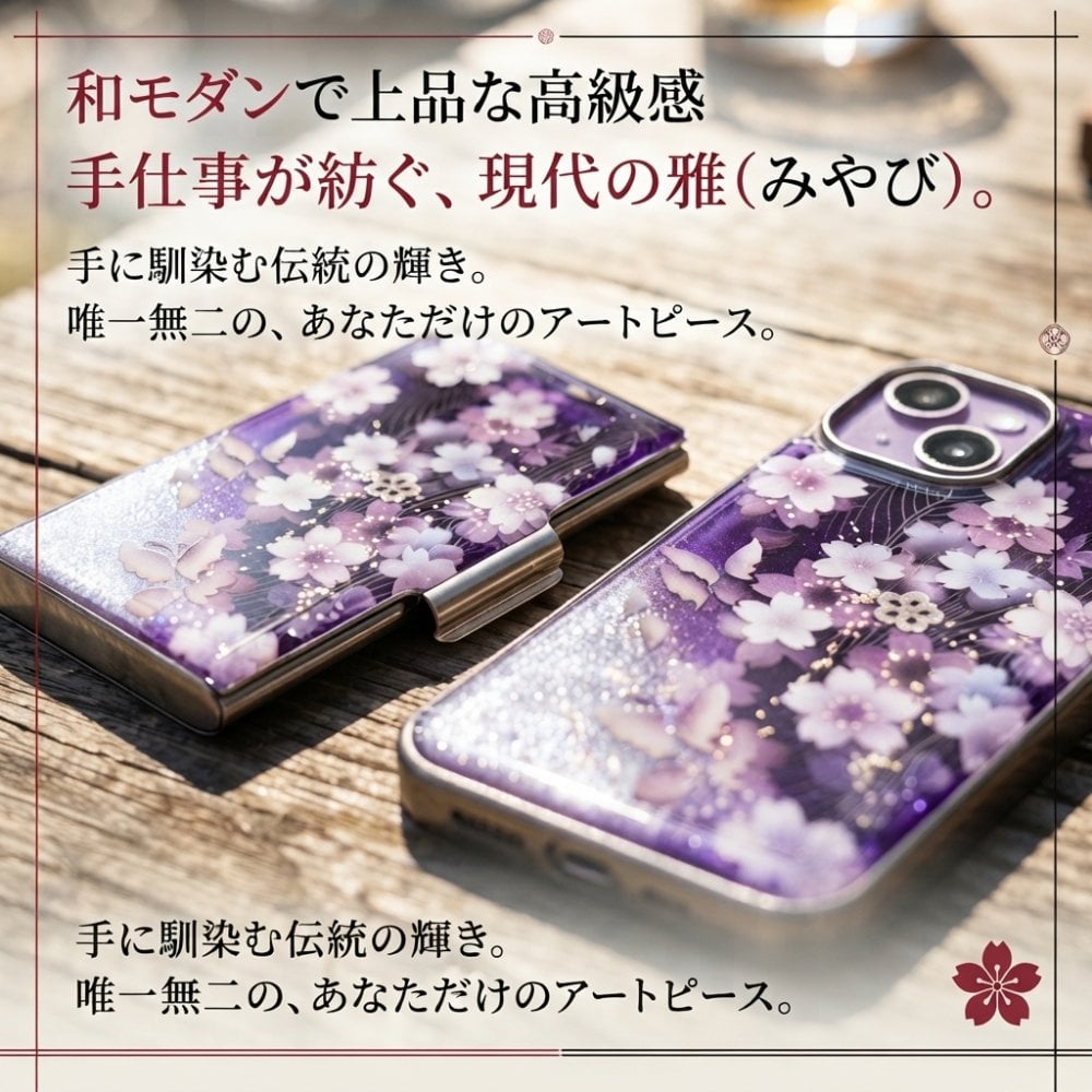 名刺入れ『間』和柄 和風 カードケース 夜桜 伝統工芸 職人 手作り 名入れ 記念日 誕生日 ギフト 送料無料 和風 ハンドメイド 立体彩色 螺鈿風 20代 40代 50代 プレゼント お祝い 還暦 退職 卒業