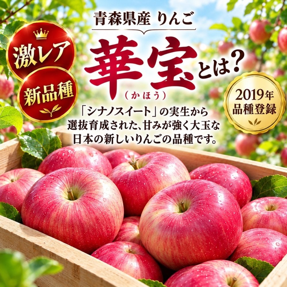 【新品種・希少】青森県産　りんご　家庭用　華宝（かほう）　大玉　3kg　6～12玉　送料無料！